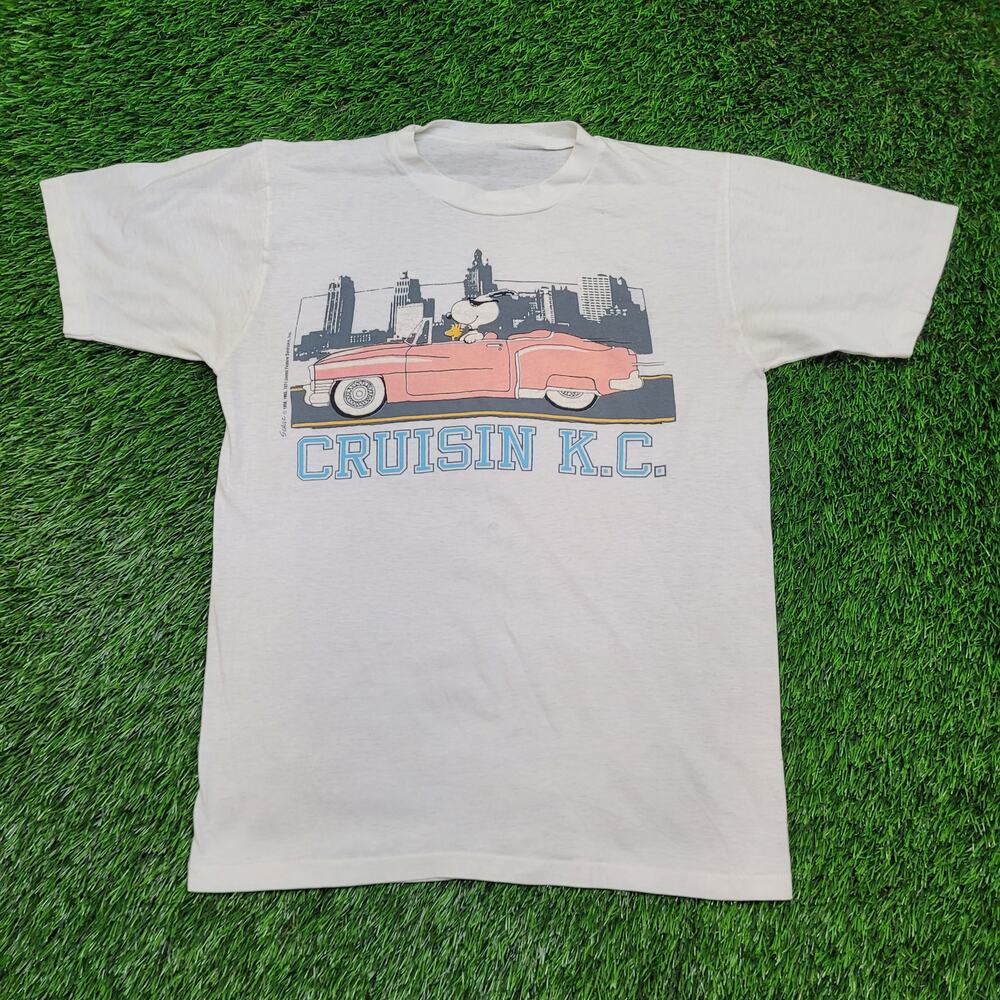 VTG 80s Peanuts Snoopy Joe Cool T-Shirt Mens S Kansas City Cruisin